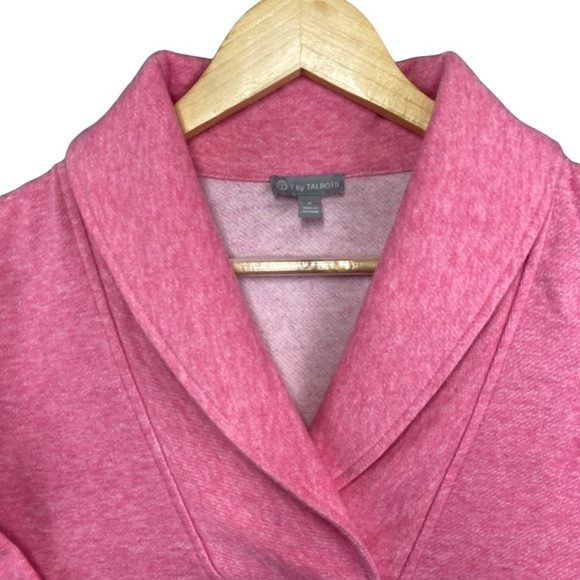 TALBOTS Petite Small Pink Heather Featherweight Fleece Wrap Neck‎ Pullover Top - Picture 2 of 13